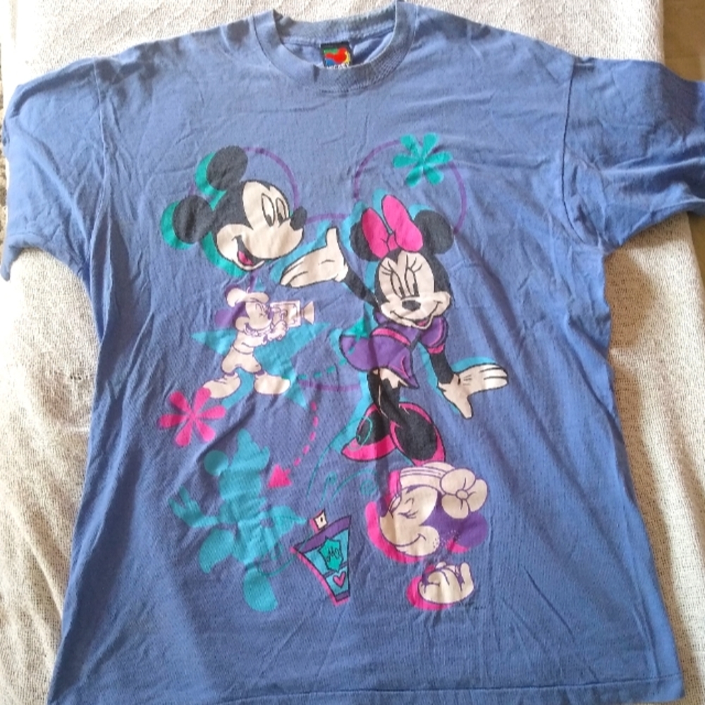 Minnie and Mickey Mouse 90's Retro Periwinkle T-shirt by Jerry Leigh of L.A.